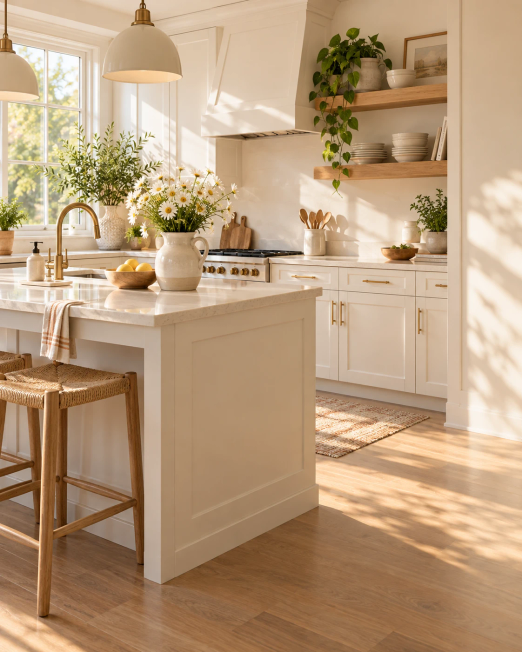Bright, freshly cleaned kitchen